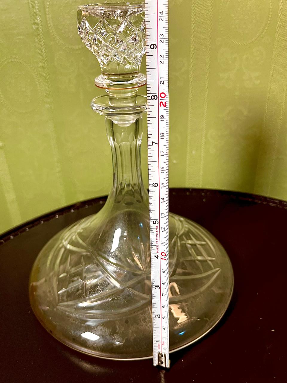 Vintage Crystal Decanter with Stopper Clear Crystal 24cm