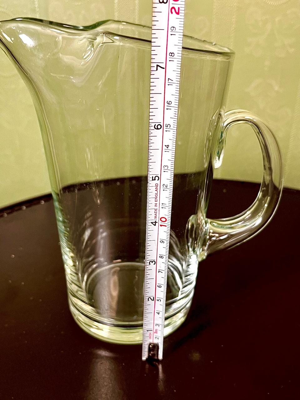 Vintage Clear Crystal Water Jug with Curved Handle 19cm