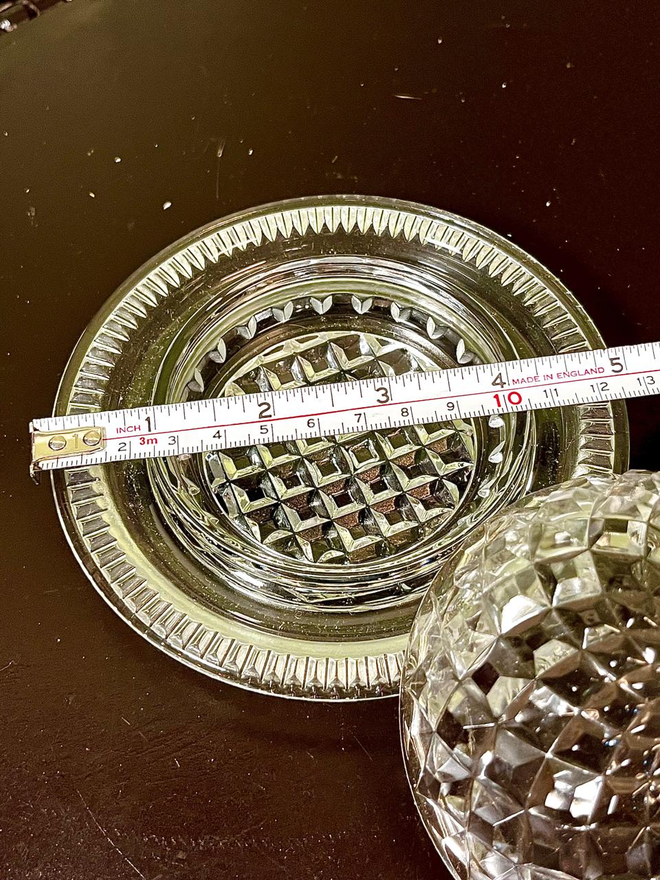 Vintage Crystal Lidded Serving Dish 2 Piece Set 13cm