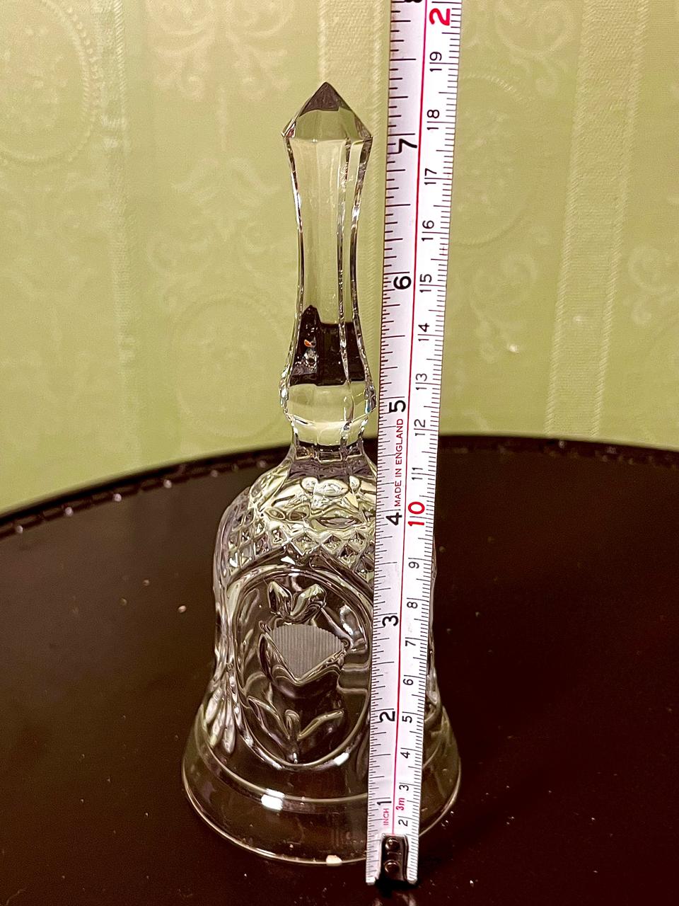 Vintage Crystal Hand Bell Clear Crystal Floral Design 19cm