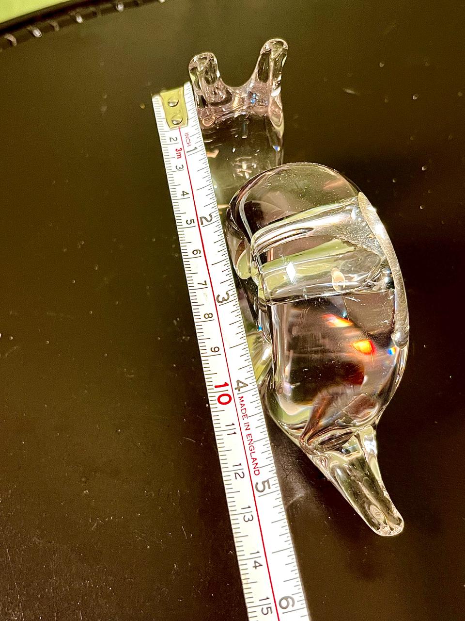 Vintage Crystal Snail Figurine Clear Crystal 15cm