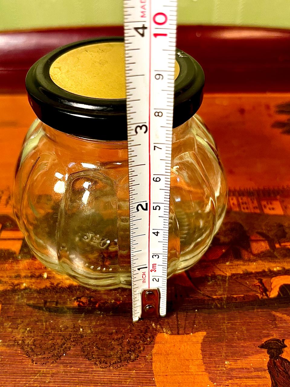 Vintage Crystal Storage Jar with Black Lid 10cm