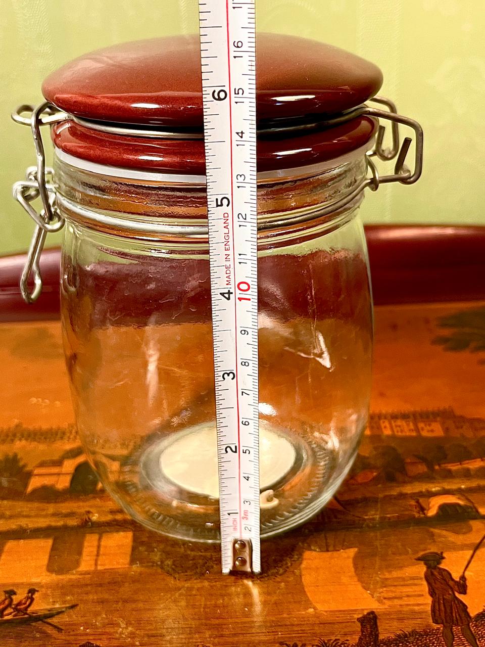 Vintage Crystal Storage Jar with Red Clamp Lid 16cm