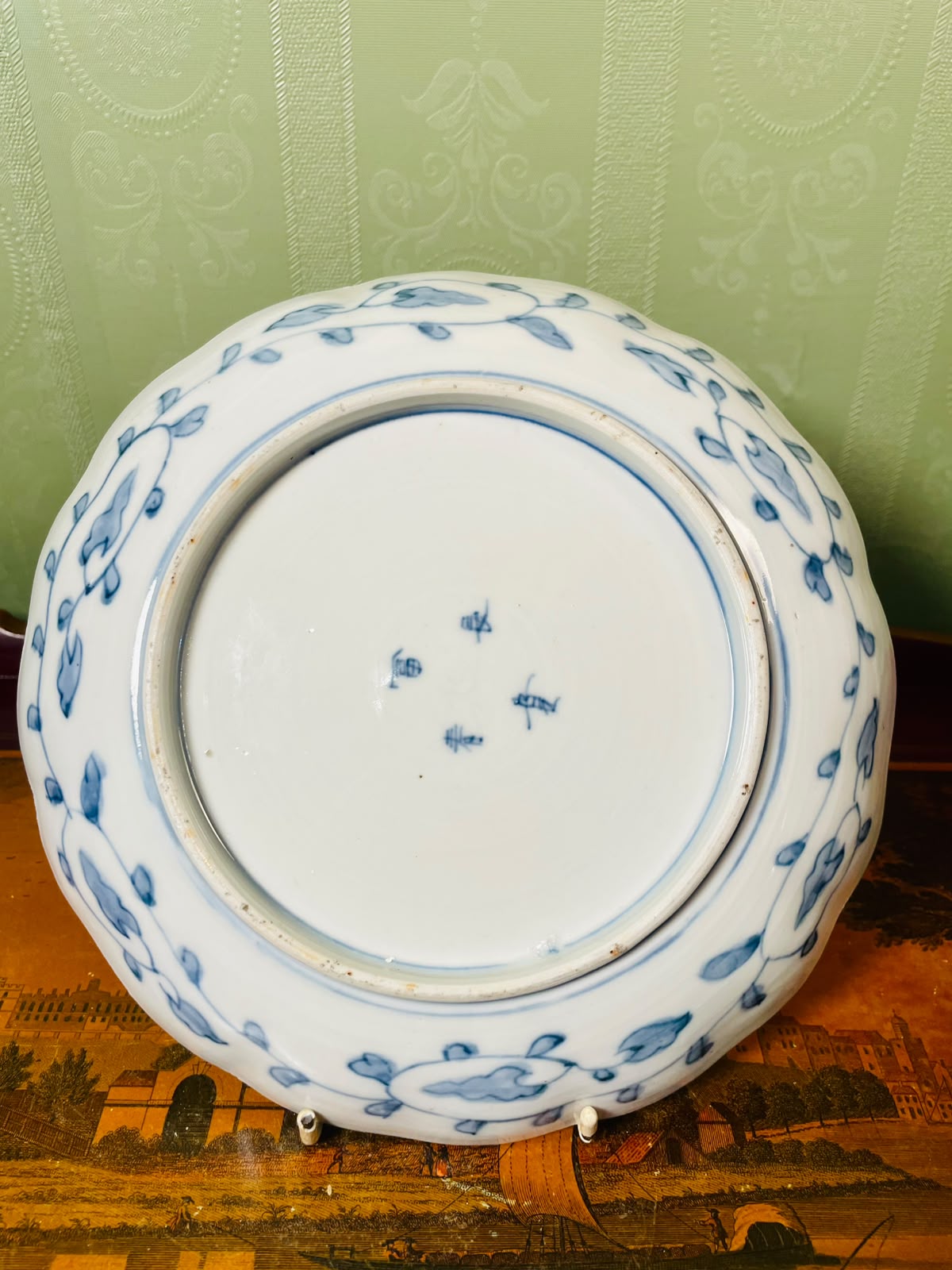Bird & Floral Decorative Wall Plate Blue Red Gold 8 in