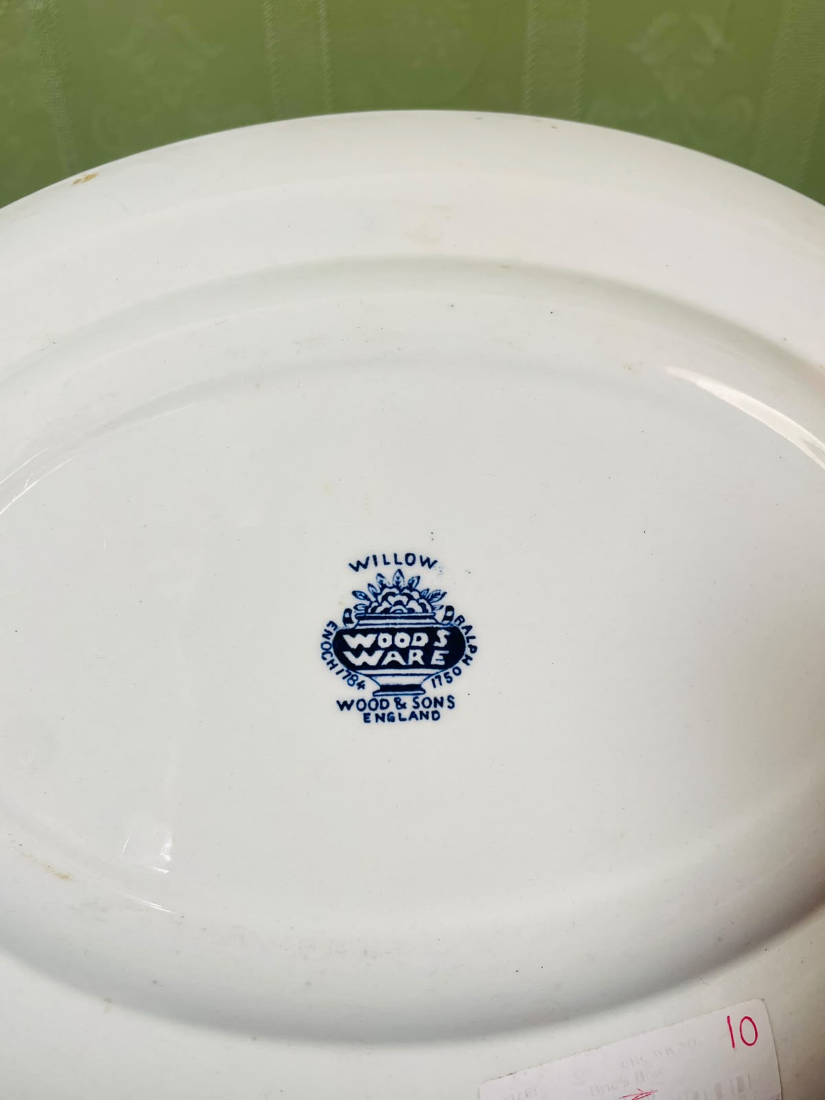 Wood & Sons Woods Ware Willow Blue & White Oval Plate 11 in England