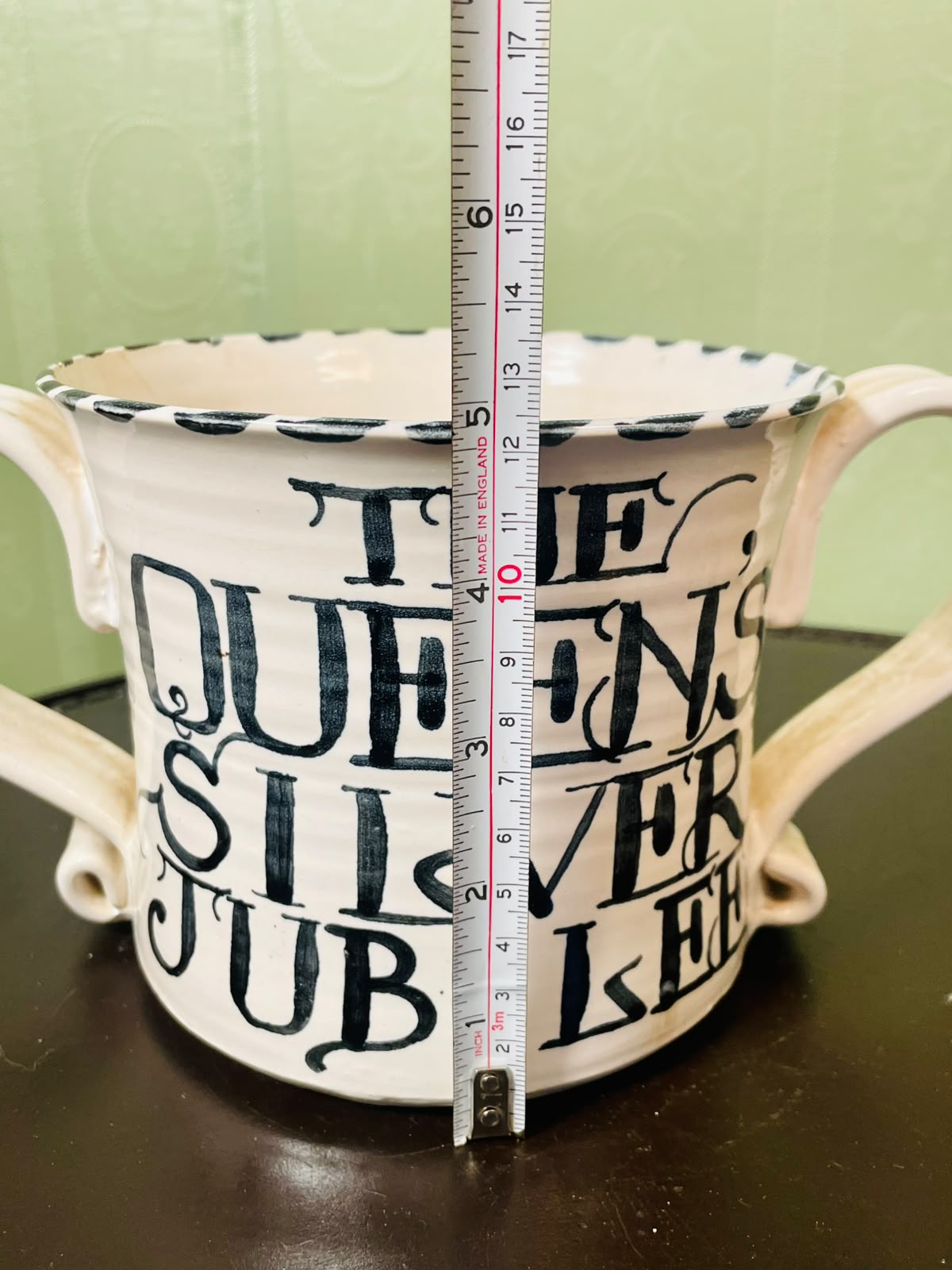 Black & White Typography Ceramic Planter with Handles 13 cm