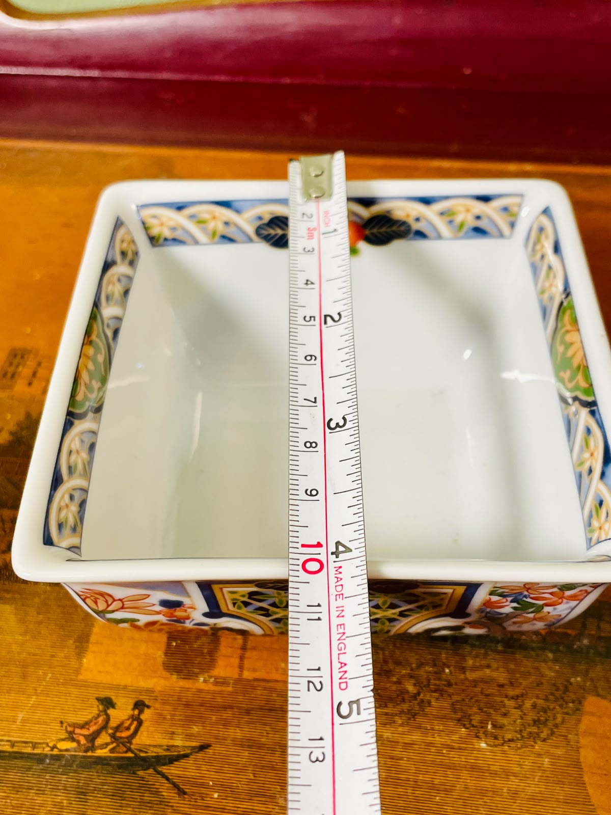 Vintage Multicolour Floral Square Ceramic Serving Bowl 13cm