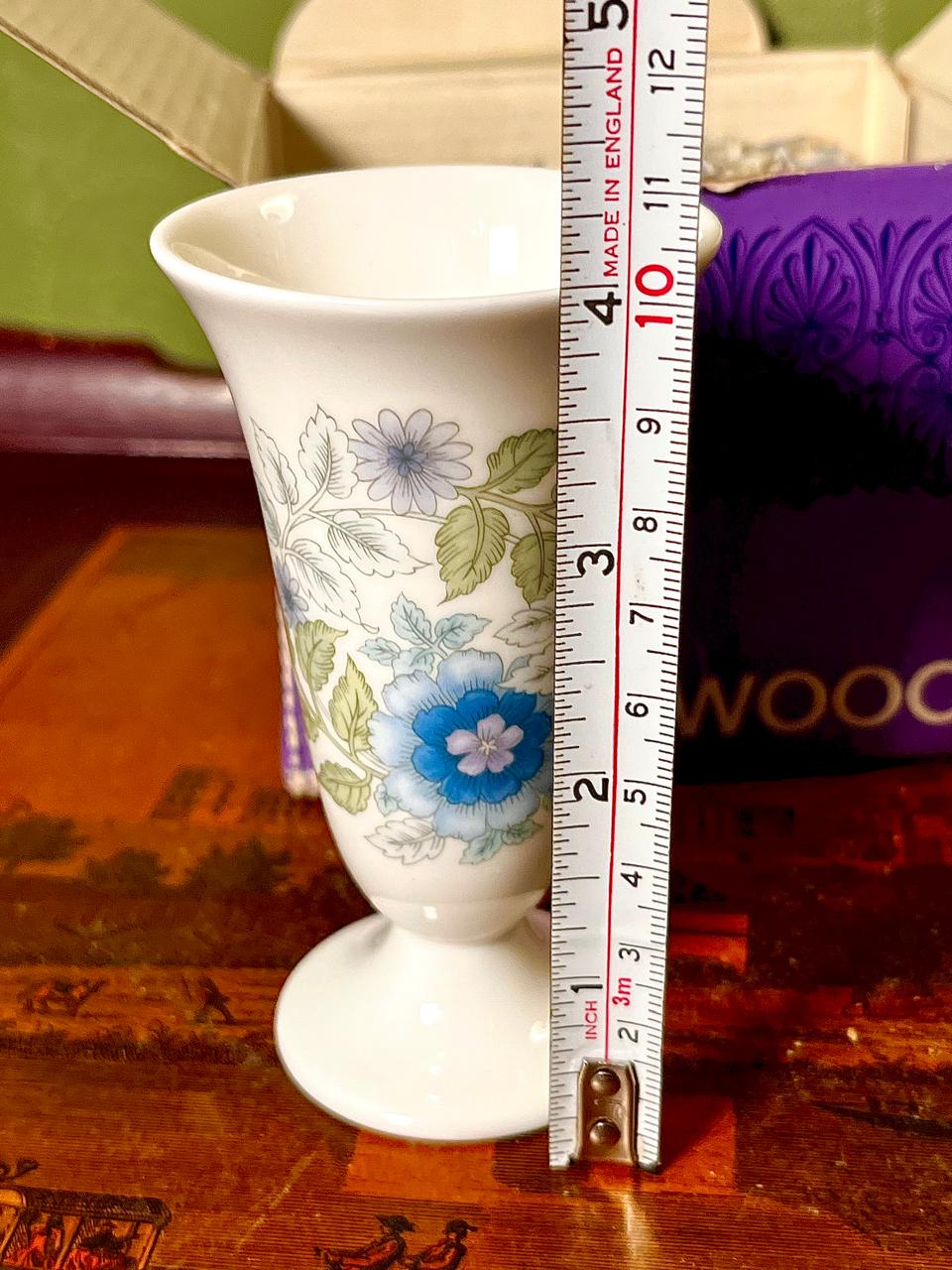 Wedgwood Blue Floral Bud Vase with box – 4.25 in, Made in England
