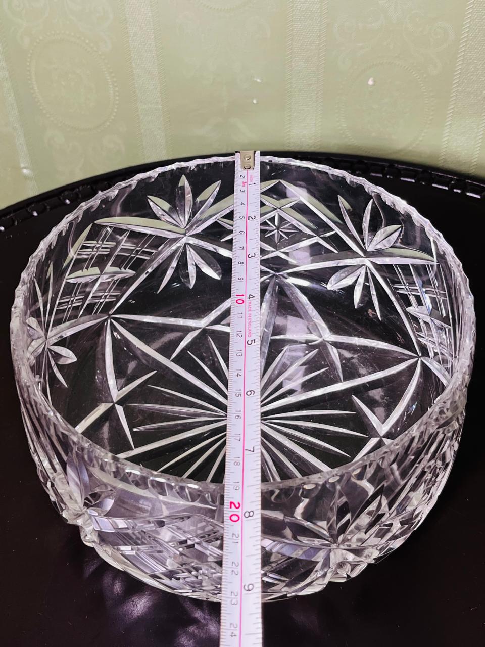 Vintage Large Cut Crystal Serving Bowl Clear 22cm