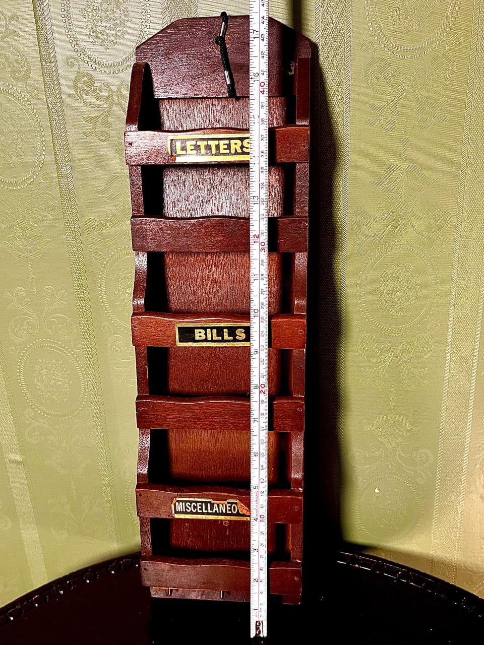 Vintage Wooden Wall Letter & Bill Organizer 44cm