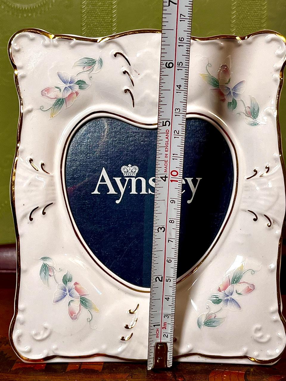 Aynsley Floral Heart Photo Frame Cream Gold 16cm