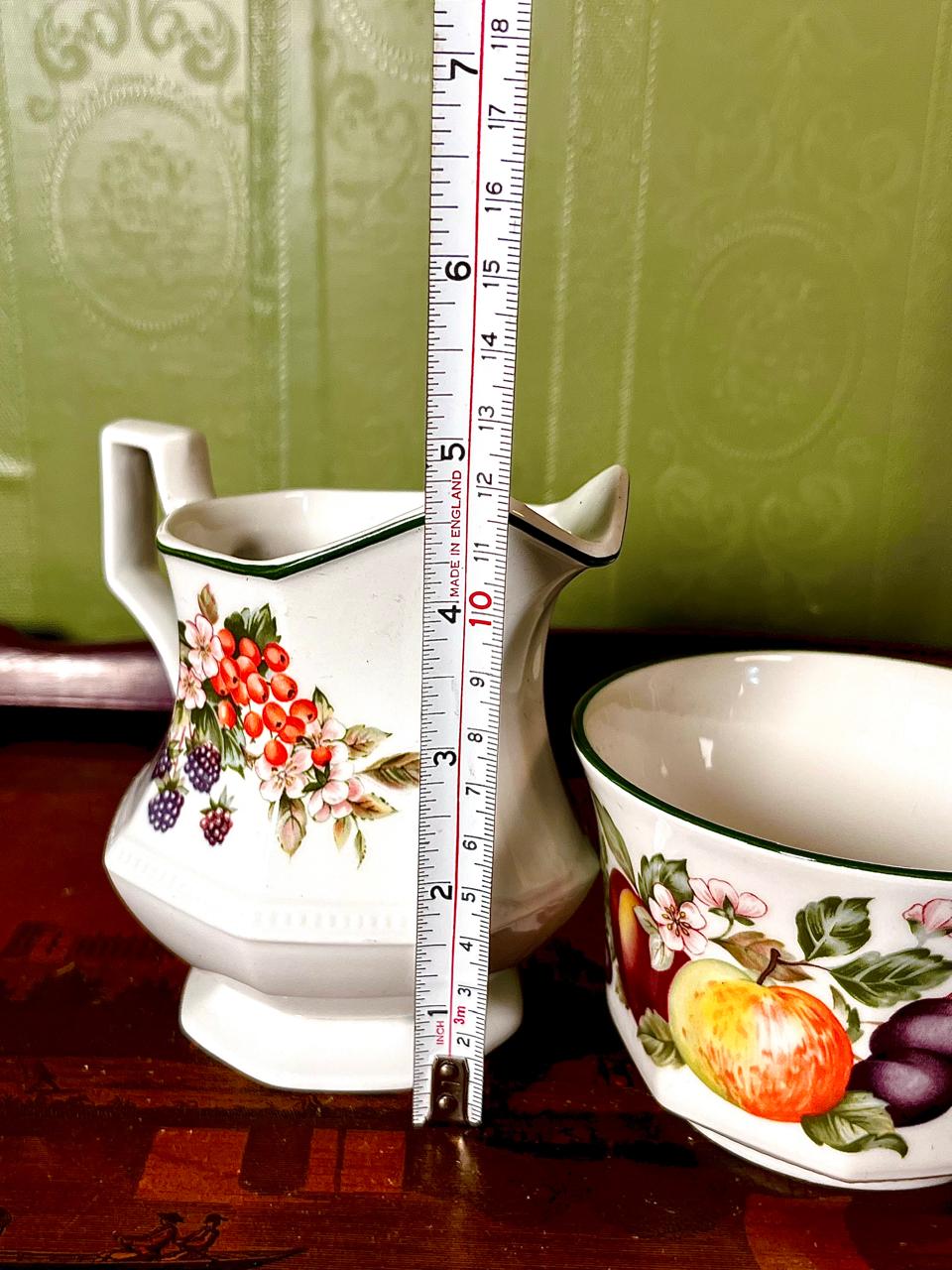 Vintage Fruit Design Jug & Bowl Set, 2 Pieces