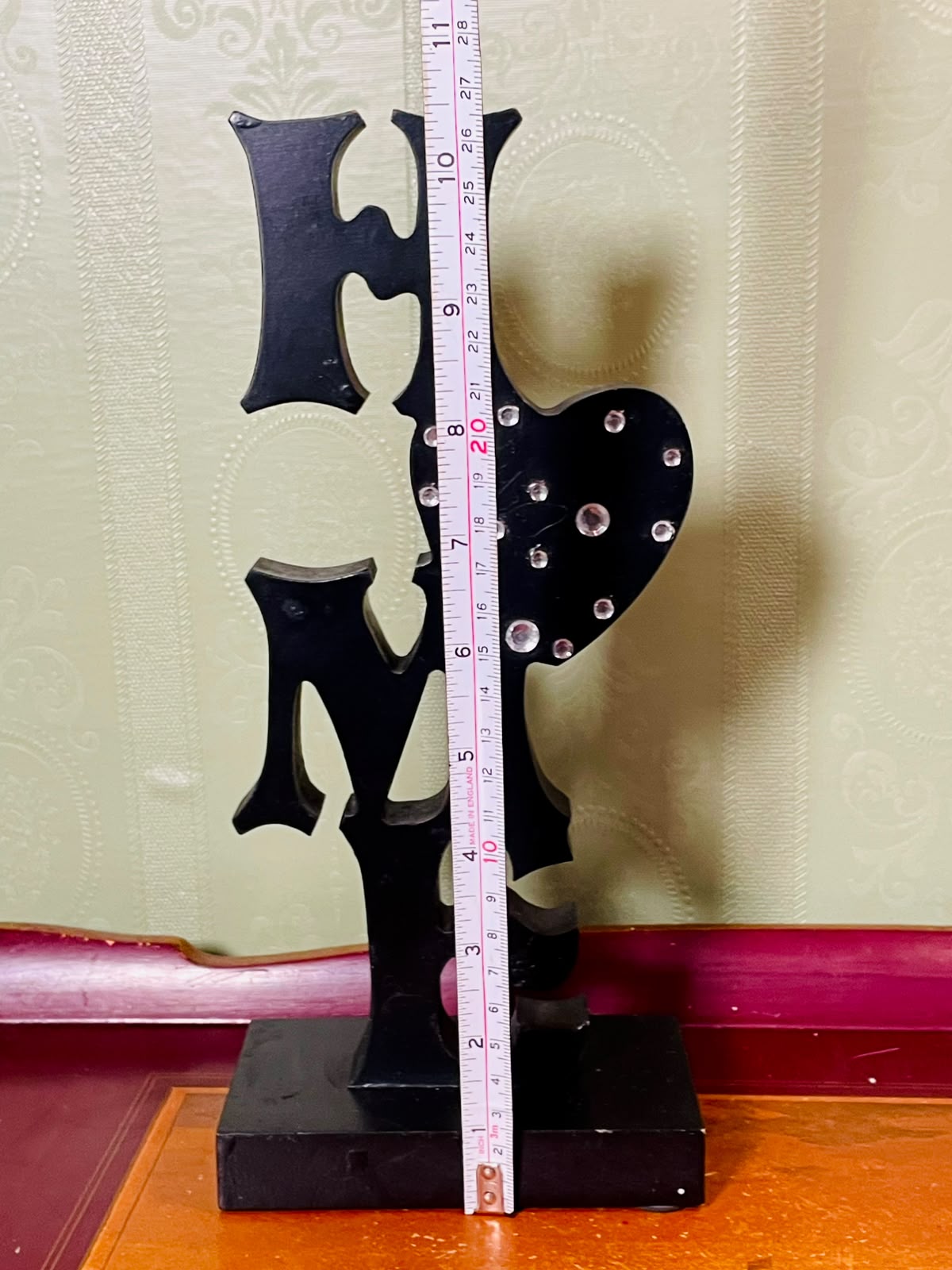 Black LOVE Heart Decorative Tabletop Ornament Approx. 11 Inch