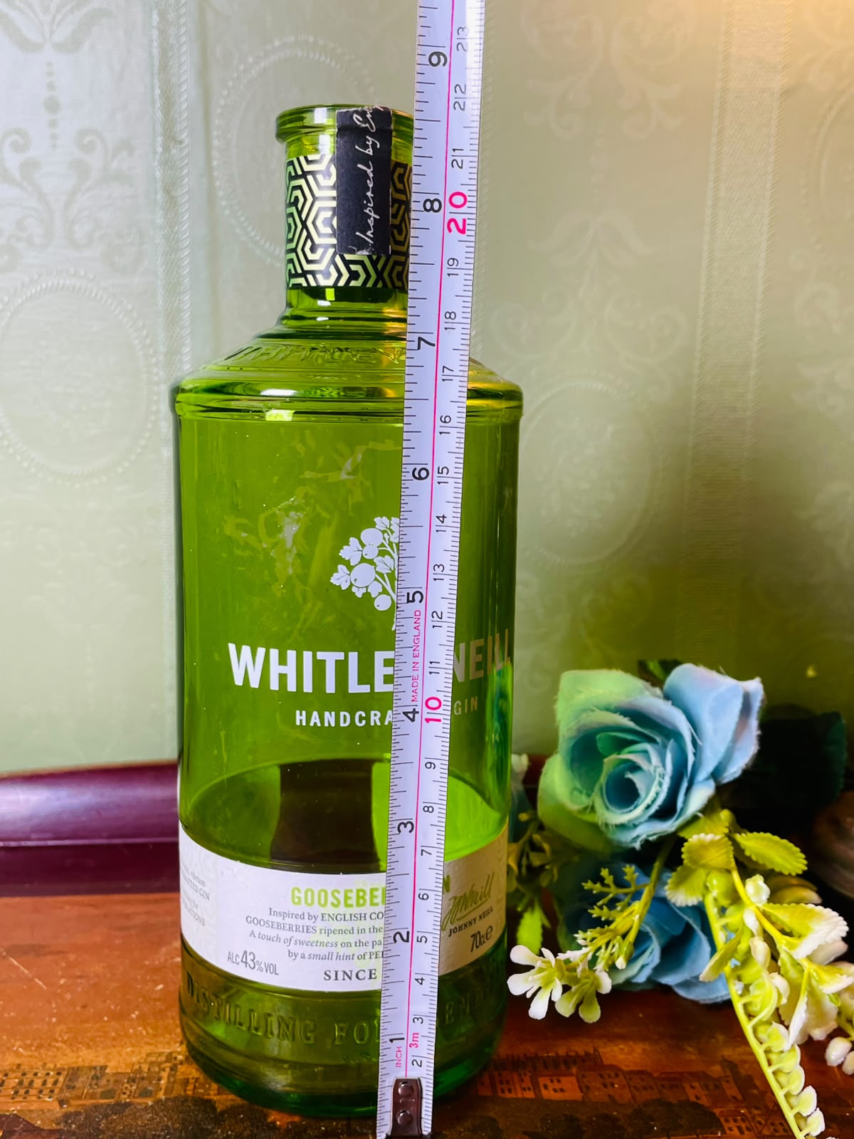 Whitley Neill Gooseberry Gin Green Glass Decorative Bottle 22 cm