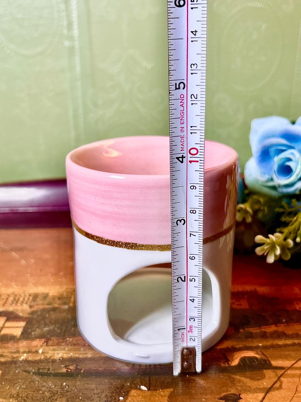 Pink & White Ceramic Wax Melt Burner 10cm