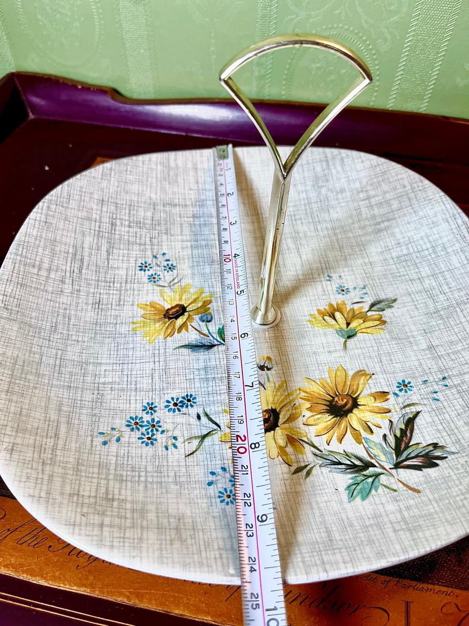 J&G Meakin Summertime Floral Pastry Platter with Handle 10 Inch