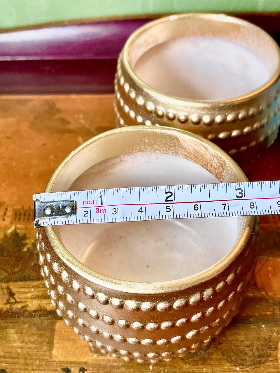 2-Piece Gold-Tone Textured Candle Holder Set 3.25 Inch
