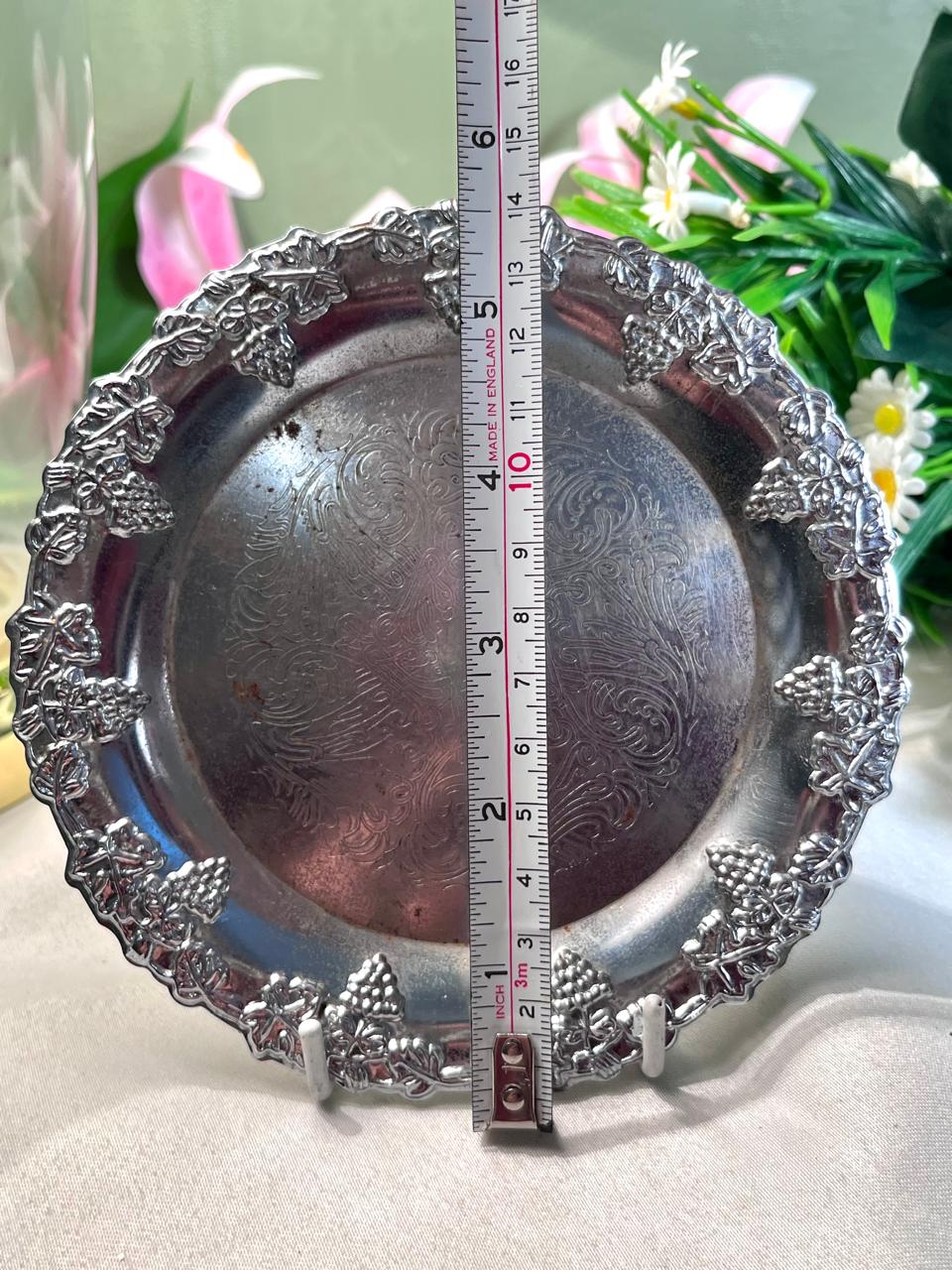 Silver-Tone Grape Vine Serving Plate 14 cm