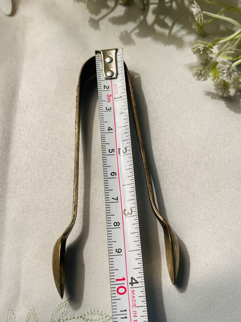 Engraved Silver-Tone Sugar Tongs – Approx. 4 Inches