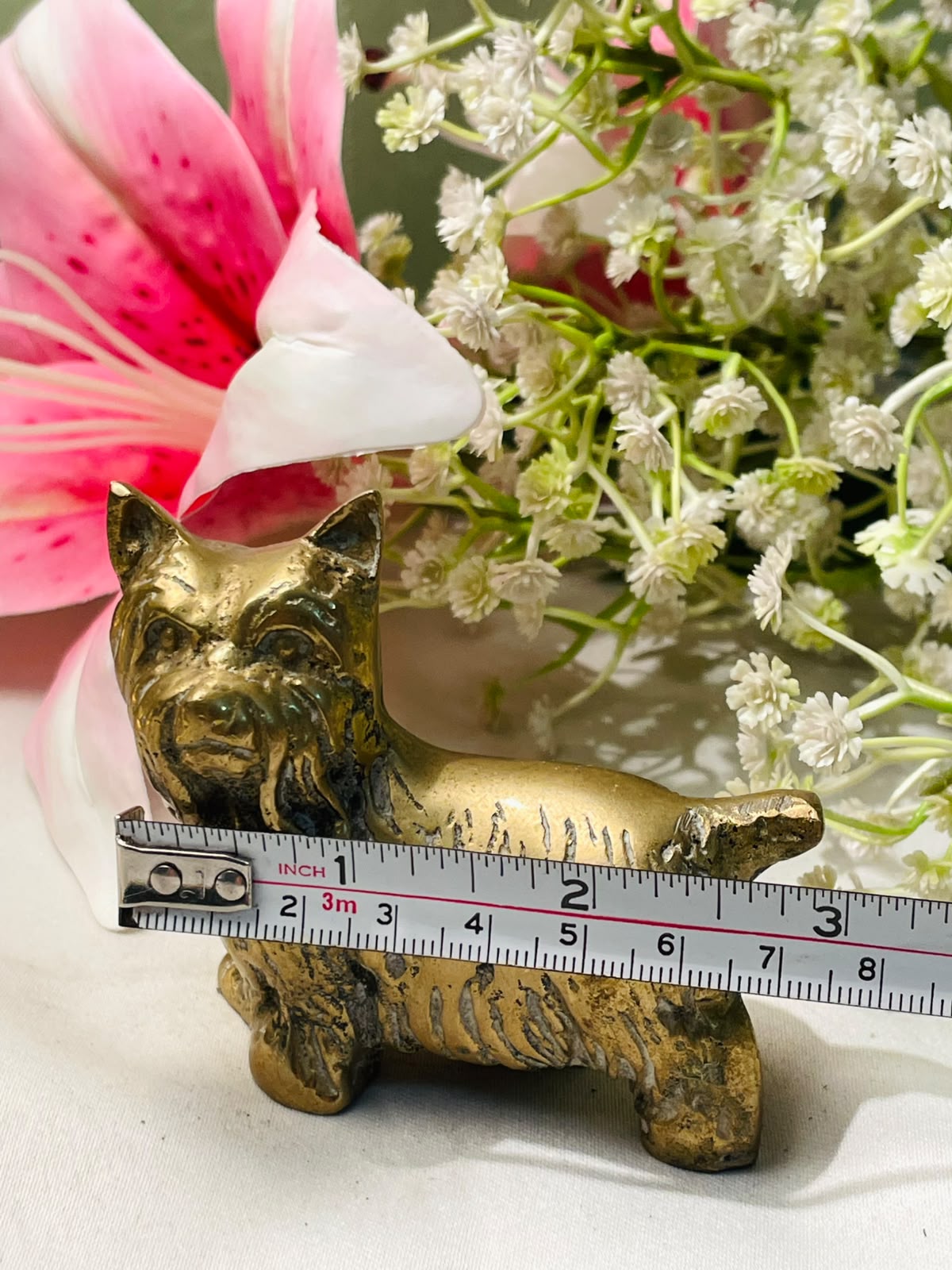 Vintage Brass Dog Figurine 8cm