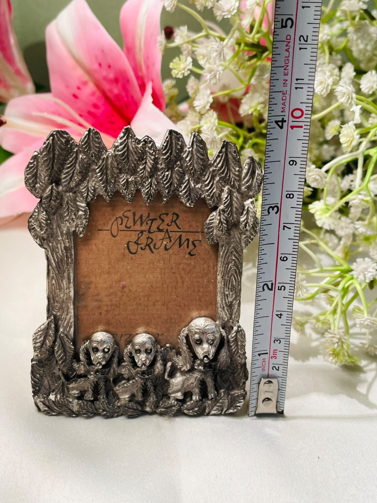 Vintage Pewter-Style Monkey Photo Frame Forest Design 9 cm