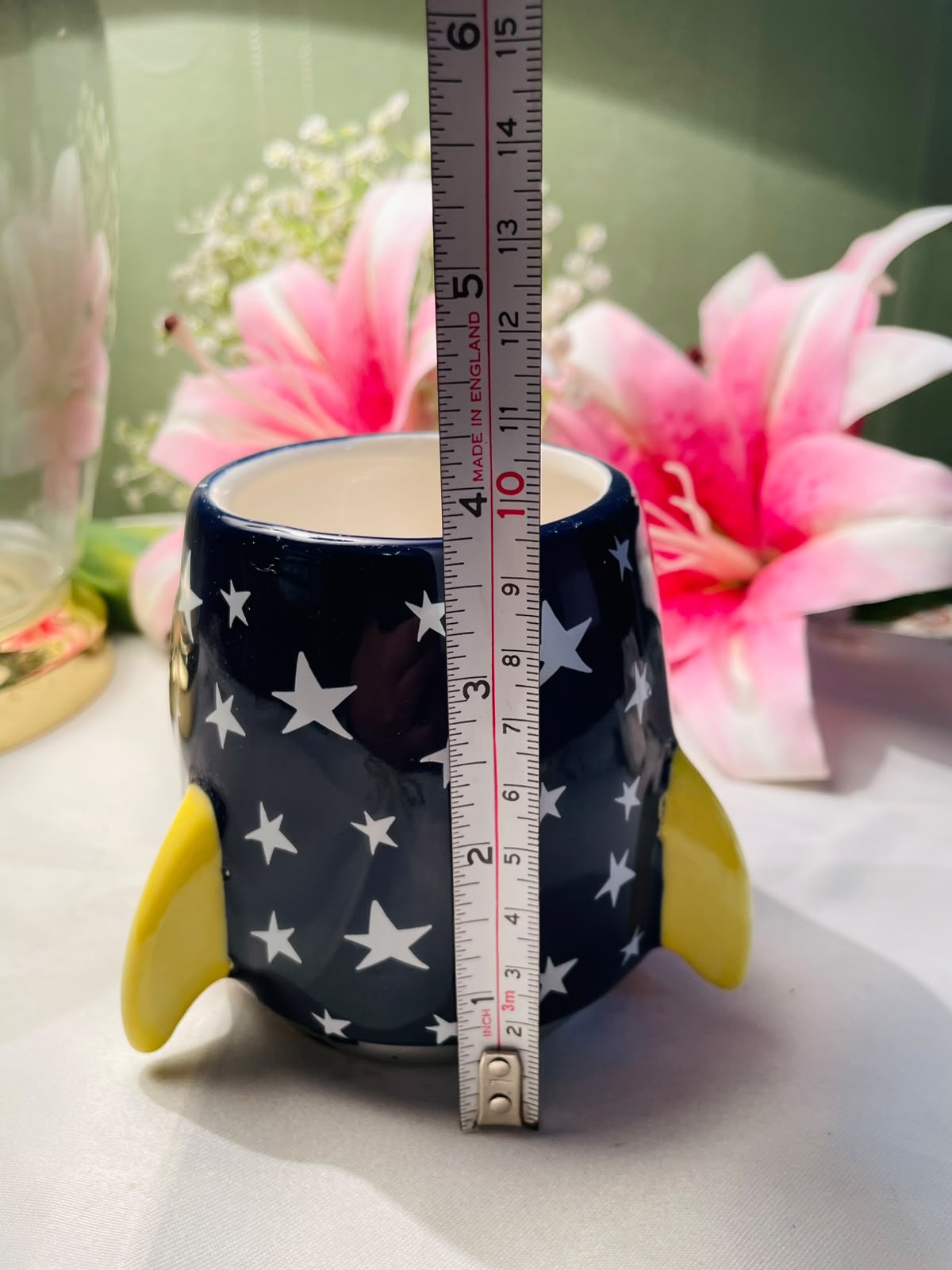 Blue Star Ceramic Novelty Mug with Yellow Fins 10 cm