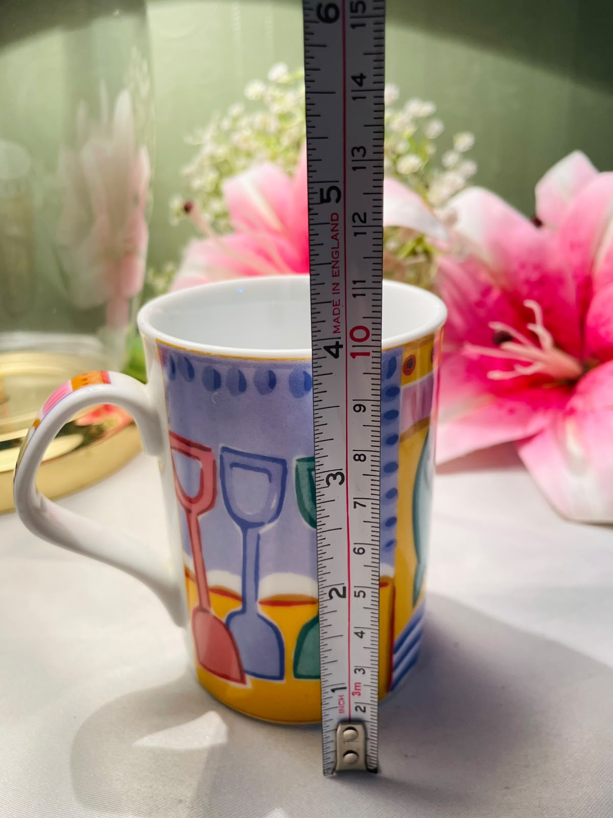 Vintage Multicolour Stemware Design Ceramic Mug 10 cm
