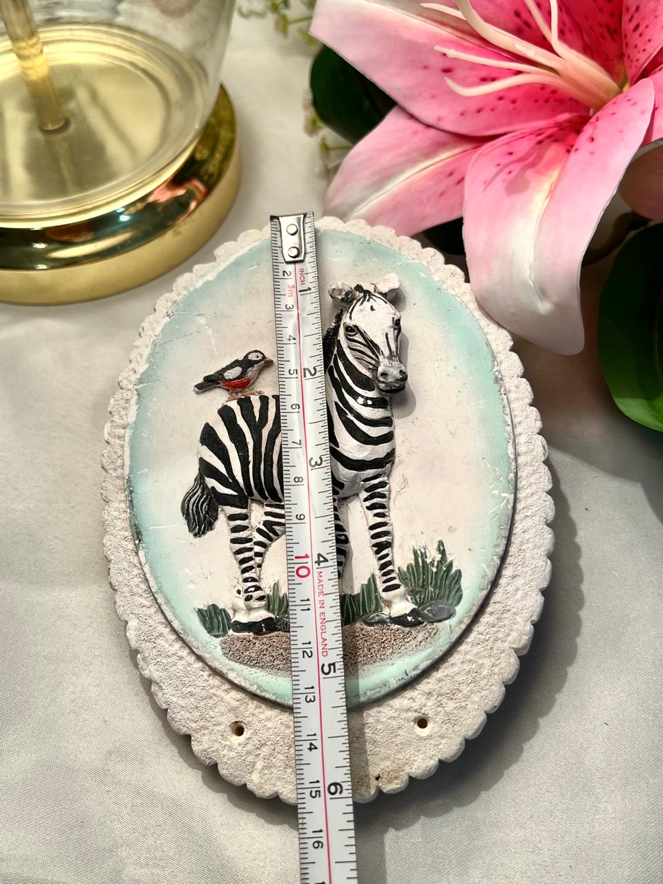Zebra Wall Plaque Black White Wildlife Decor 15cm