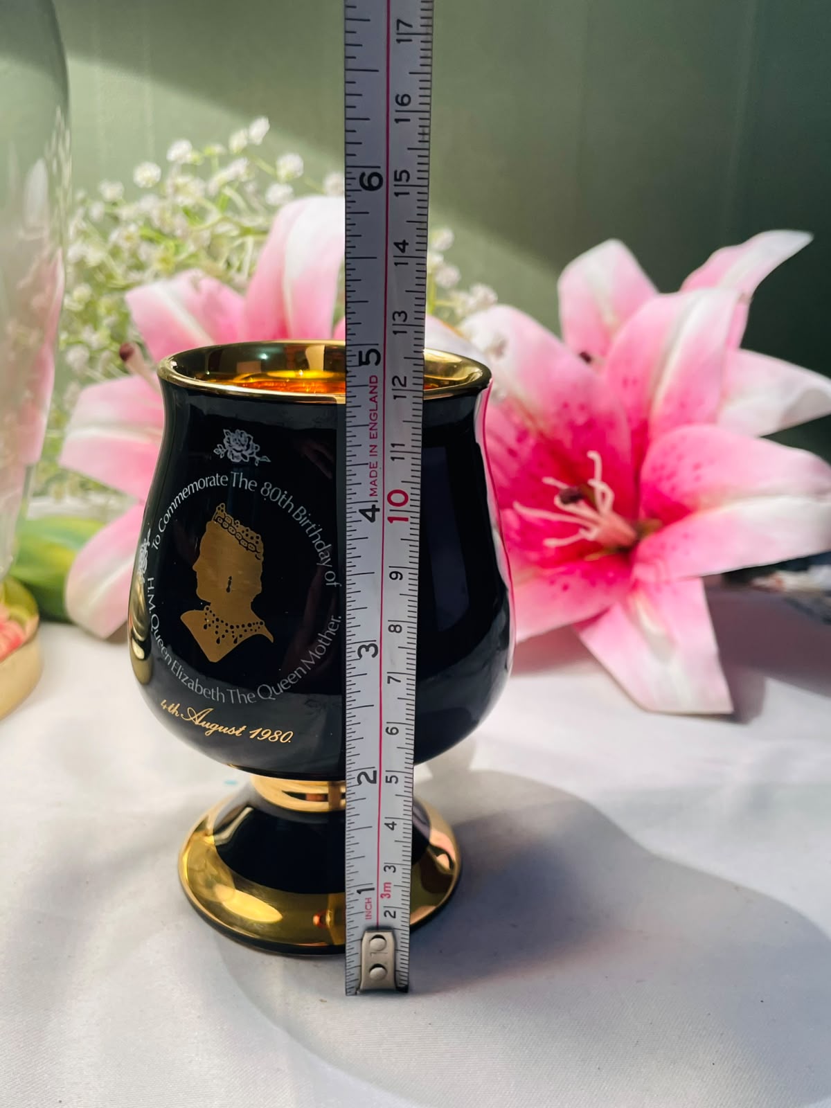 Queen Mother 80th Birthday Commemorative Goblet 5 Inch
