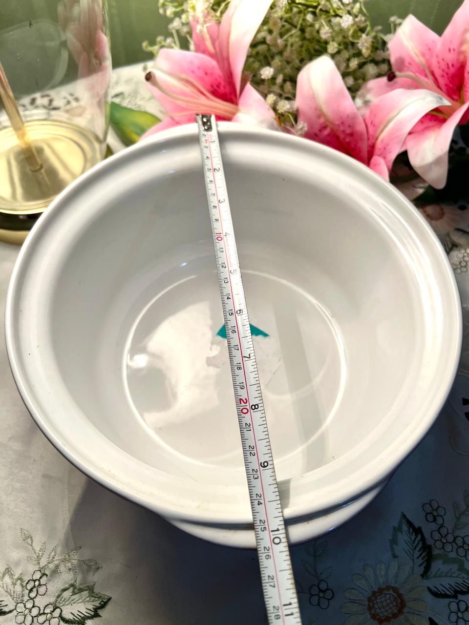 Vintage White Ceramic Serving Bowl 25cm