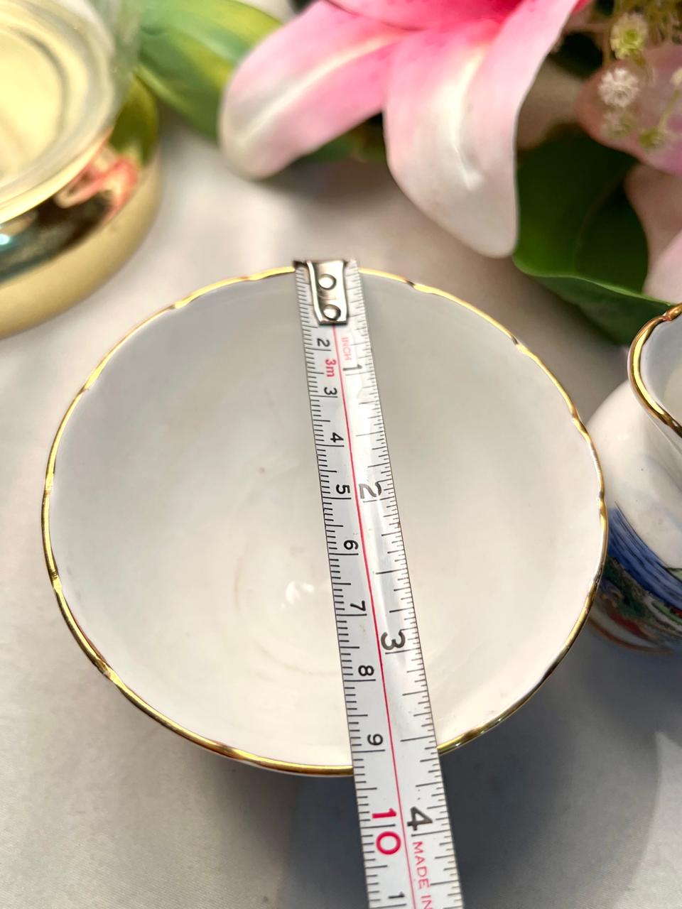 Vintage Scenic Sugar Bowl & Creamer Set Gold Trim 2-Piece