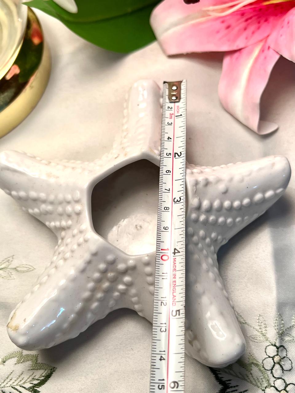 Vintage White Ceramic Starfish Trinket Dish 12cm