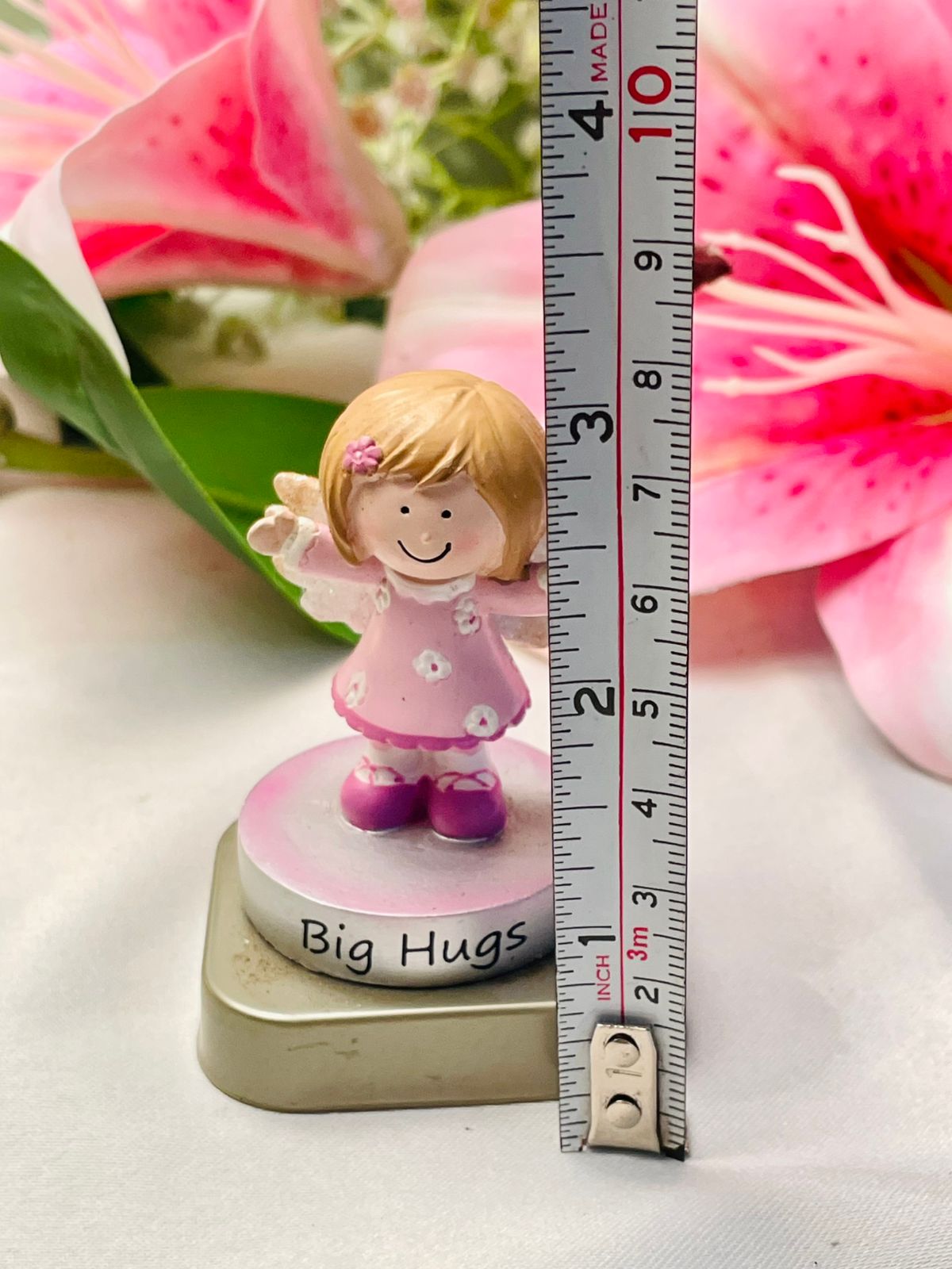 Big Hugs Girl Figurine Pink Dress Decorative Miniature