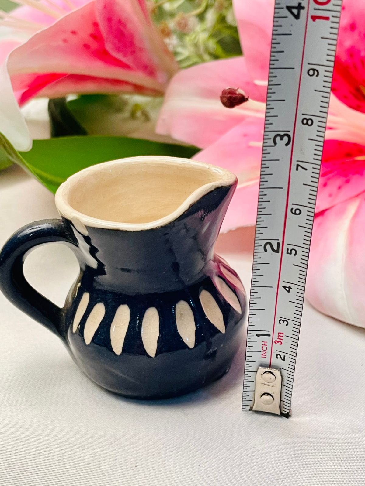 Black & Cream Mini Ceramic Jug, 6 cm