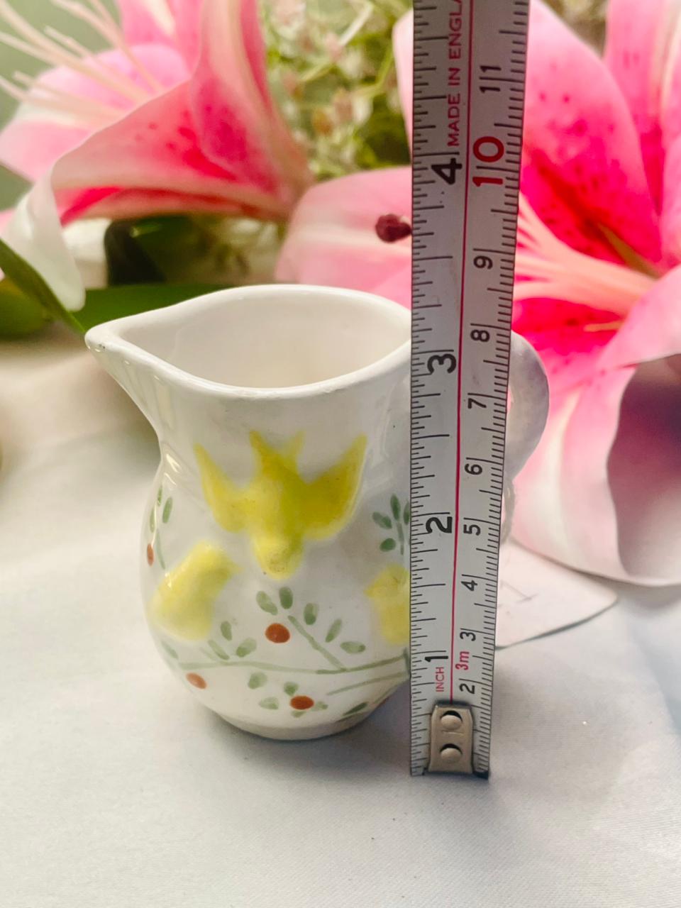 Vintage Yellow Bird Ceramic Creamer Jug 3 Inch