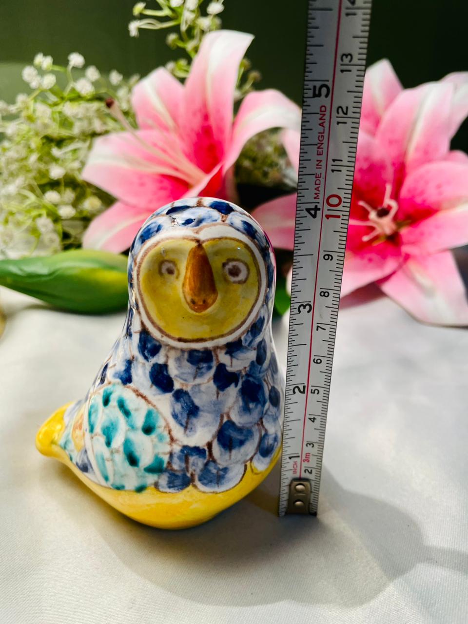 Hand Painted Colourful Ceramic Owl Figurine Approx. 9 cm