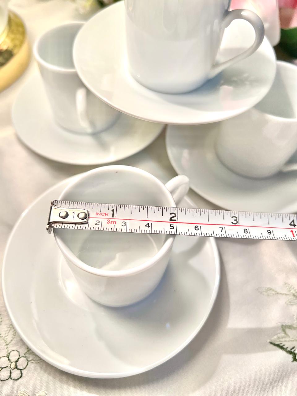 White Espresso Coffee Cups & Saucers 8-Piece Set Approx. 5.5cm Cups