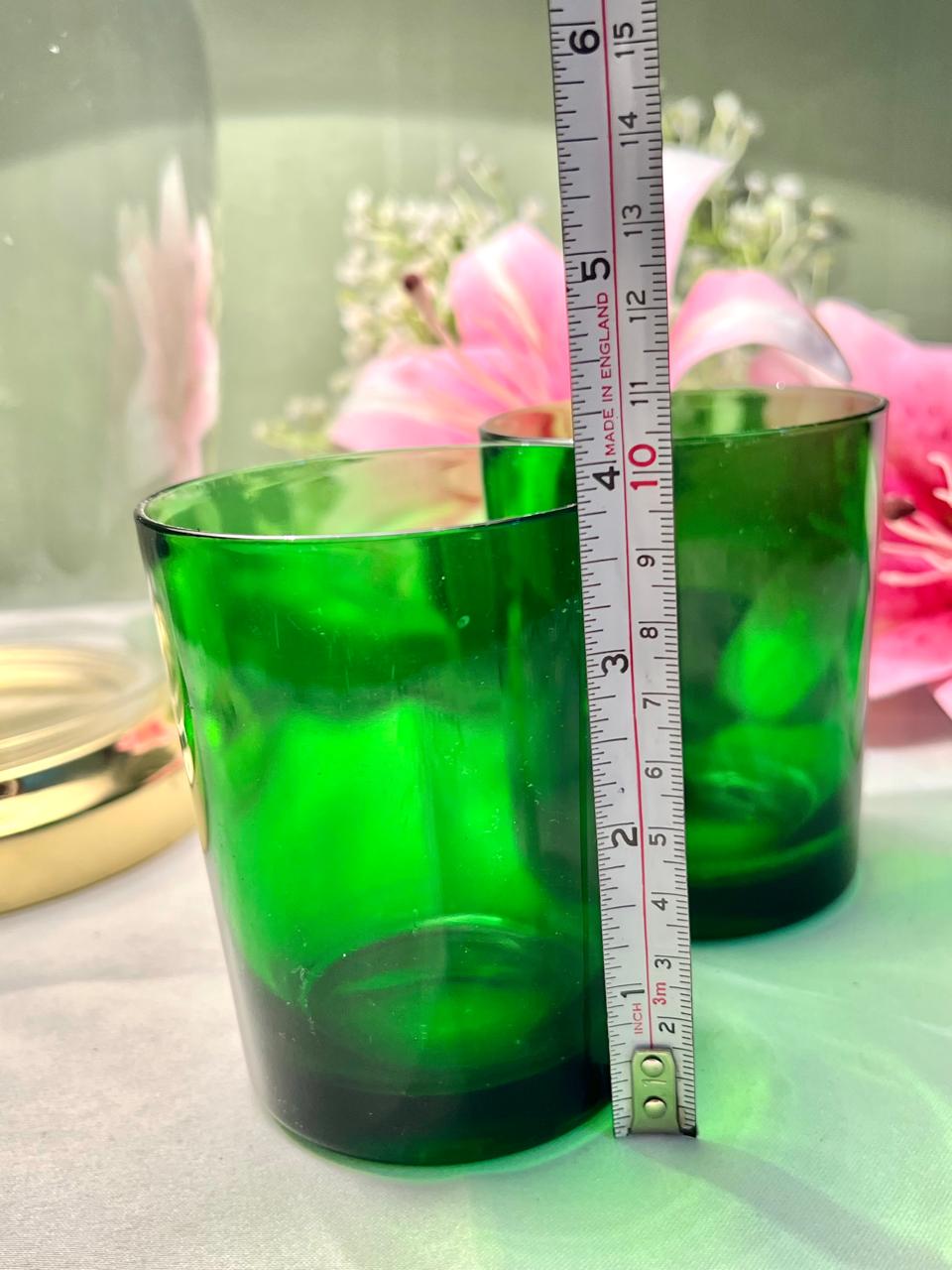 Vintage Green Crystal Tumblers Set of 2