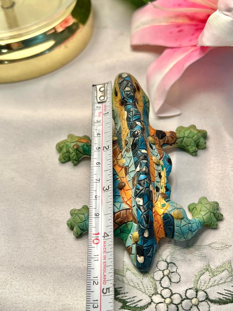 Colorful Crocodile Figurine with Mosaic-Style Detailing