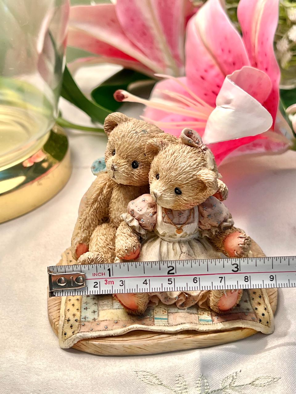 Teddy Bear Pair Miniature Decor Approx. 9 cm