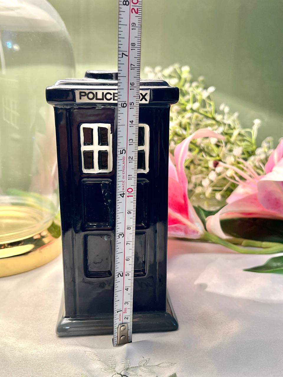 Police Box Ceramic Coin Box Decor Approx. 16 cm