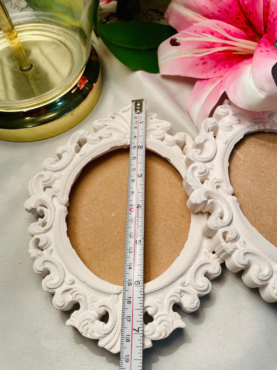 Pair of Ornate White Baroque Photo Frames Approx. 18 cm