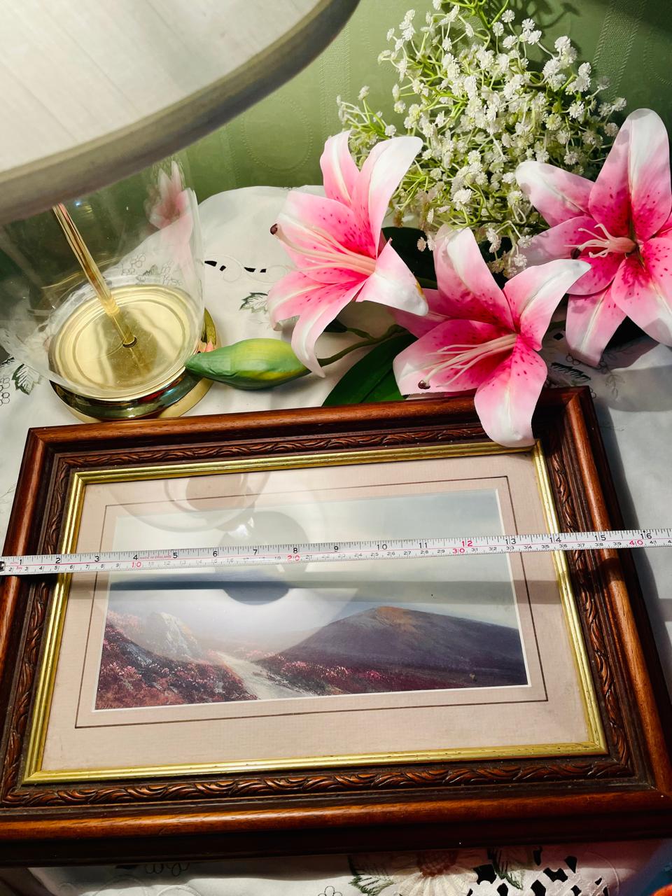 Framed Mountain Valley Landscape Painting Approx. 40 cm