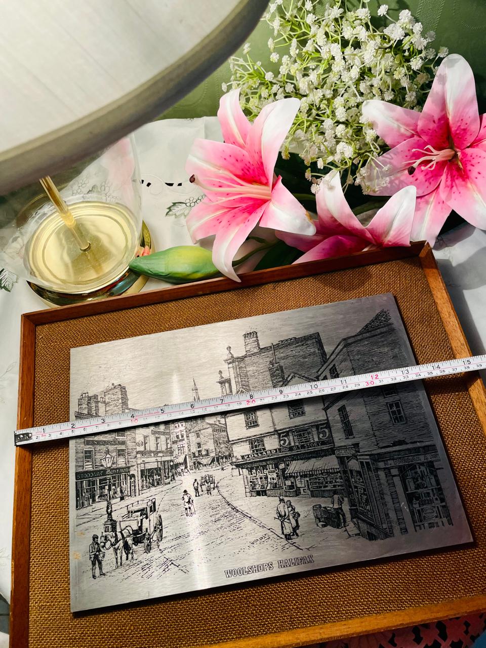 Woolshops Halifax Framed Metal Street Scene Art Approx. 38 cm