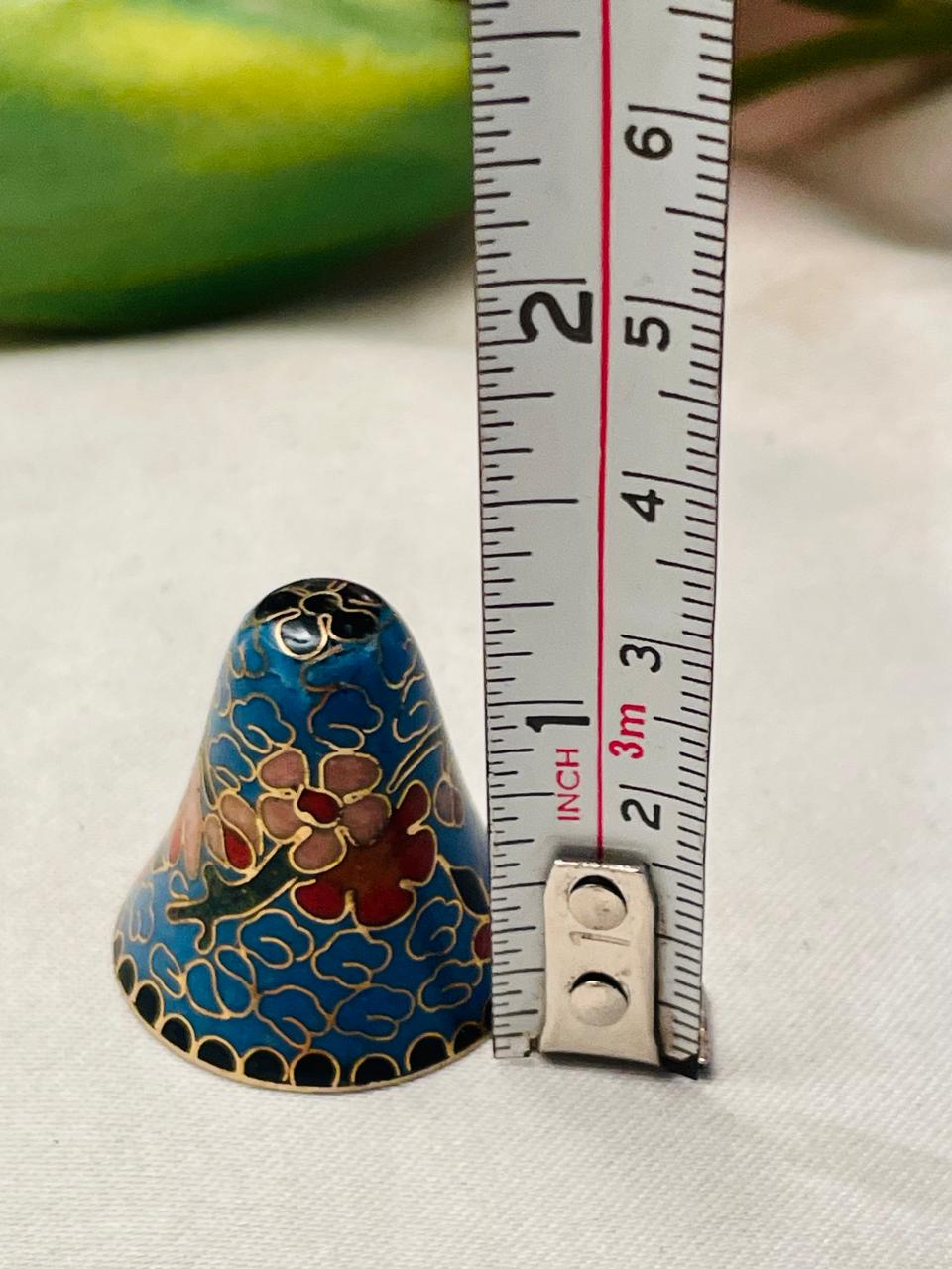 Blue Floral Cloisonné-Style Thimble Approx. 3.5 cm
