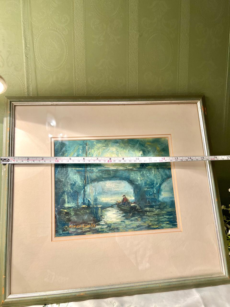 RARE FIND Peter Coombs Thames by Night Framed Painting – Approx. 16 in