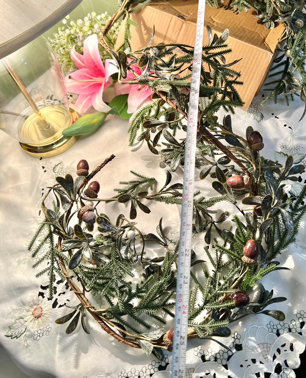 Lights4fun Eucalyptus & Acorn Garland – Approx. 65 cm