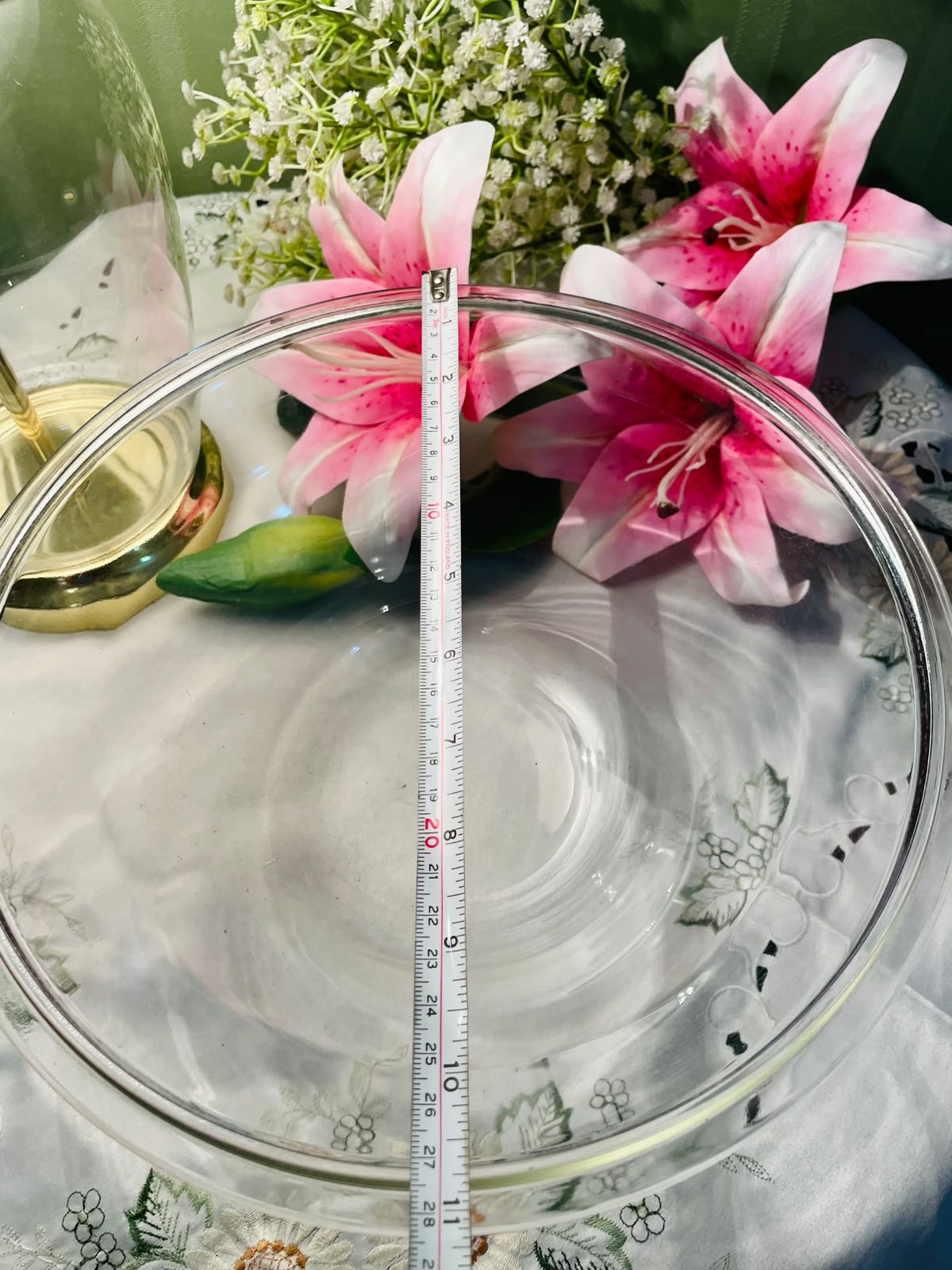 Vintage Clear Crystal Serving Bowl, Approx. 10.5 in
