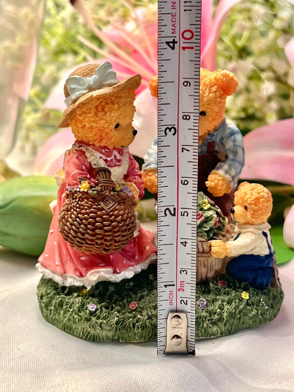 Vintage Teddy Bear Family Figurine, Approx. 3.5 in