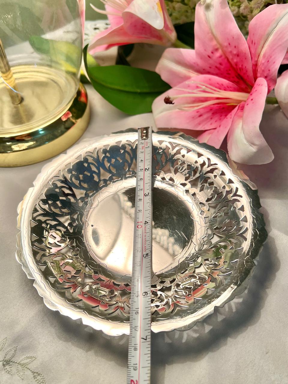 Silver-Tone Pierced Serving Dish 1 Pc 7 in